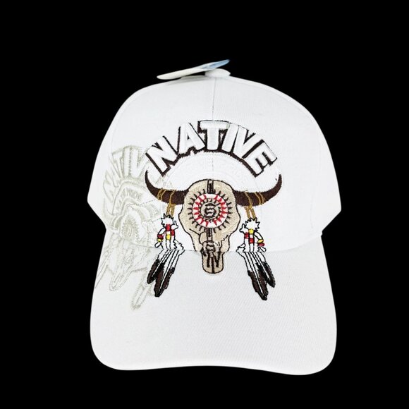 Native Pride Men's White Cap One Size Embroidered Front Adjustable NWT - Picture 1 of 7
